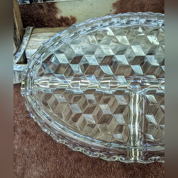 Vintage Fostoria American Three Slot Relish Crystal Dish - Picture 4 of 8